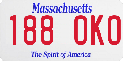 MA license plate 188OK0
