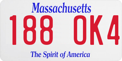 MA license plate 188OK4