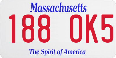 MA license plate 188OK5