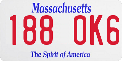 MA license plate 188OK6