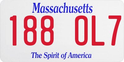 MA license plate 188OL7