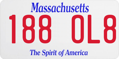 MA license plate 188OL8