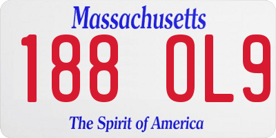 MA license plate 188OL9