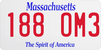 MA license plate 188OM3