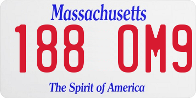 MA license plate 188OM9