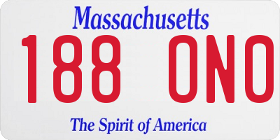MA license plate 188ON0