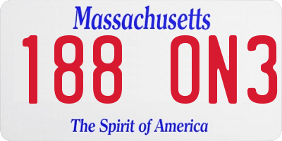 MA license plate 188ON3