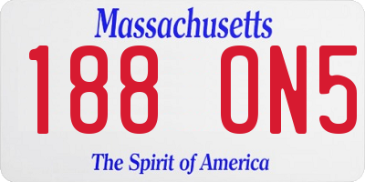 MA license plate 188ON5