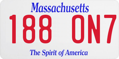 MA license plate 188ON7