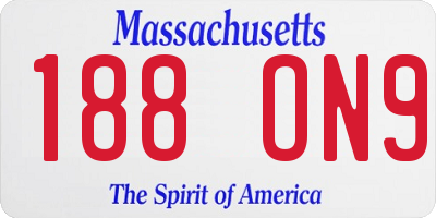 MA license plate 188ON9
