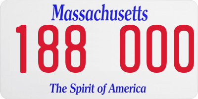 MA license plate 188OO0
