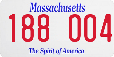 MA license plate 188OO4