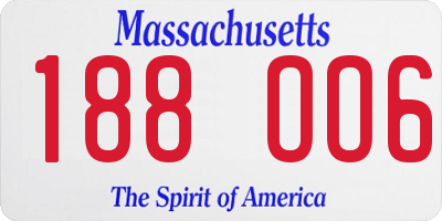 MA license plate 188OO6