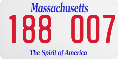 MA license plate 188OO7