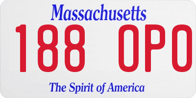 MA license plate 188OP0