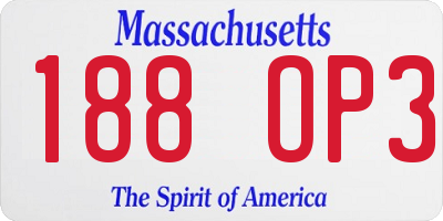 MA license plate 188OP3