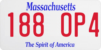 MA license plate 188OP4