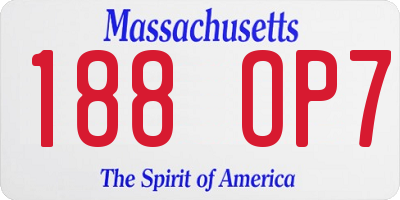 MA license plate 188OP7