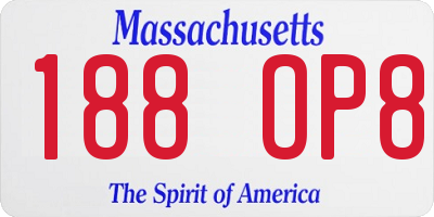 MA license plate 188OP8