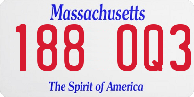 MA license plate 188OQ3