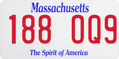 MA license plate 188OQ9
