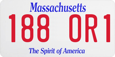 MA license plate 188OR1