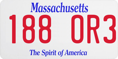 MA license plate 188OR3