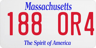 MA license plate 188OR4