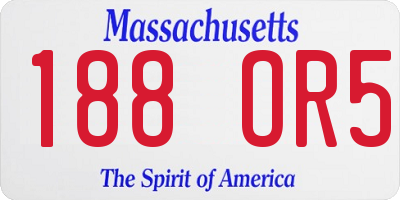 MA license plate 188OR5