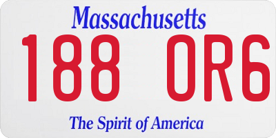 MA license plate 188OR6