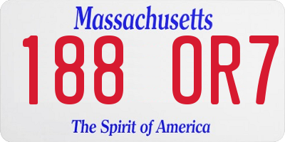 MA license plate 188OR7