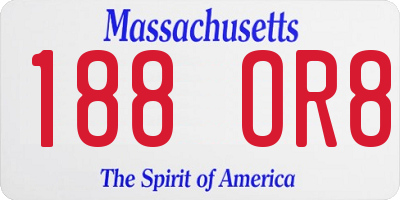 MA license plate 188OR8