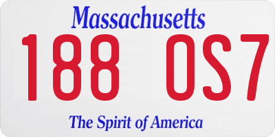 MA license plate 188OS7
