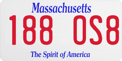 MA license plate 188OS8