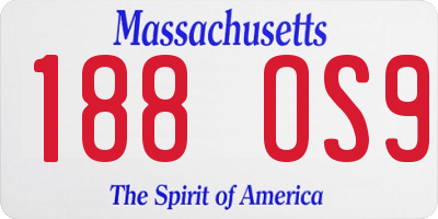 MA license plate 188OS9