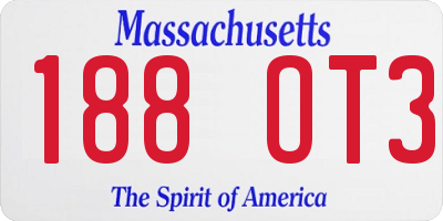 MA license plate 188OT3