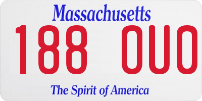 MA license plate 188OU0