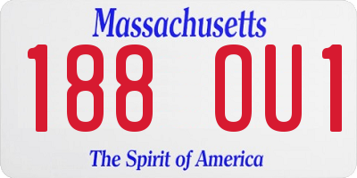 MA license plate 188OU1