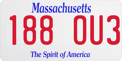 MA license plate 188OU3