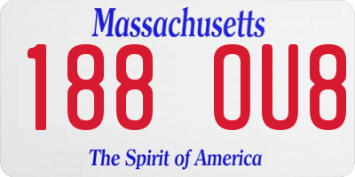MA license plate 188OU8