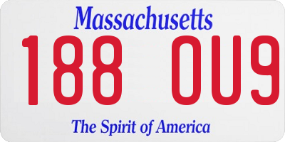 MA license plate 188OU9