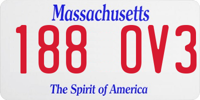 MA license plate 188OV3