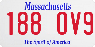MA license plate 188OV9