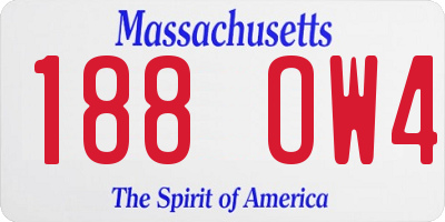 MA license plate 188OW4