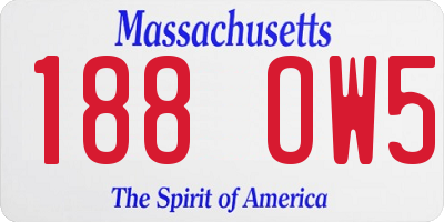 MA license plate 188OW5