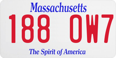 MA license plate 188OW7