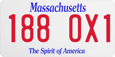 MA license plate 188OX1
