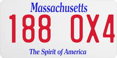 MA license plate 188OX4