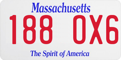 MA license plate 188OX6