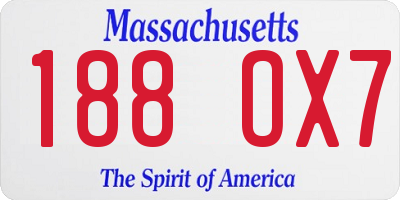 MA license plate 188OX7